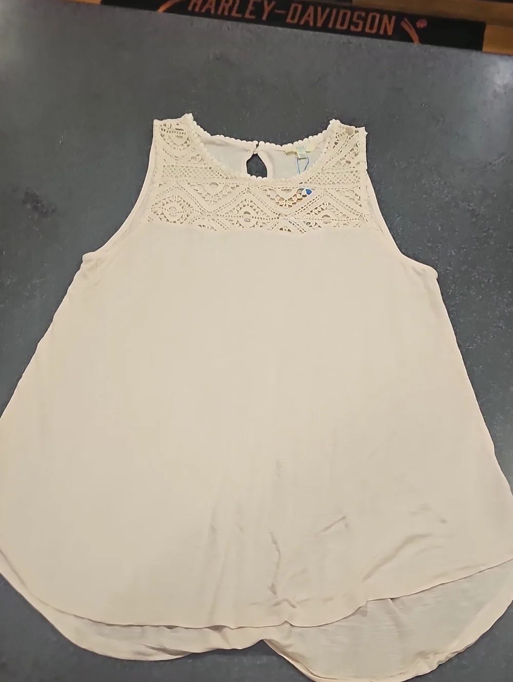 Kori Cream Crochet Yoke Sleeveless Camisole